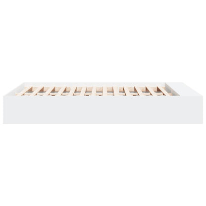 Bedframe bewerkt hout wit 135x190 cm