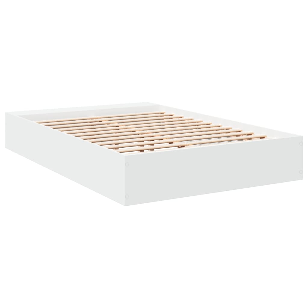 Bedframe bewerkt hout wit 135x190 cm