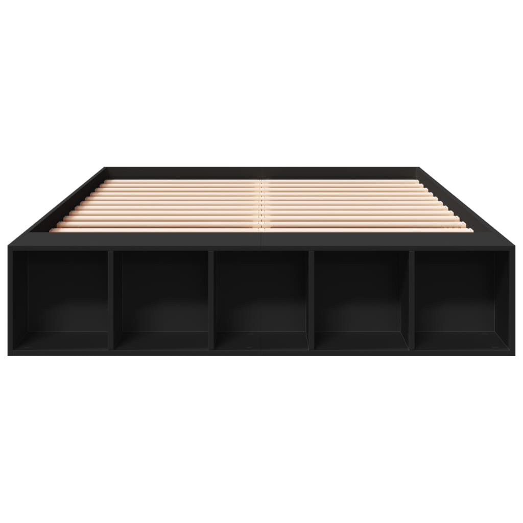 Bedframe bewerkt hout zwart 135x190 cm