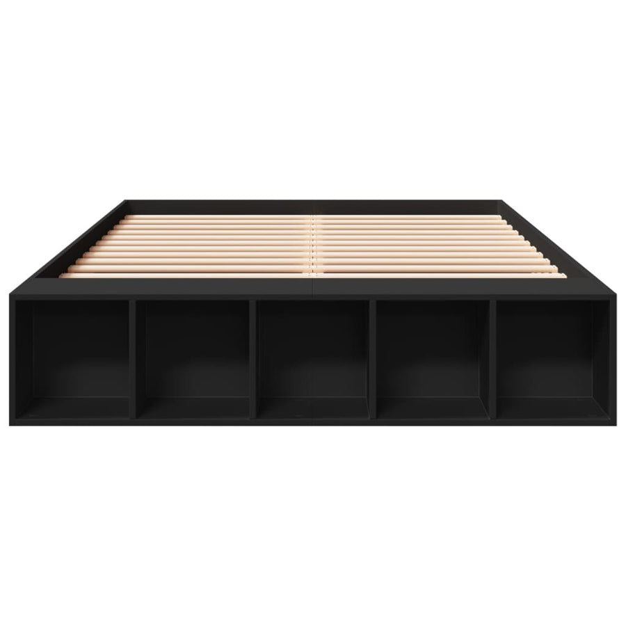 Bedframe bewerkt hout zwart 135x190 cm