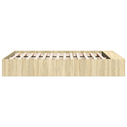 Bedframe bewerkt hout sonoma eikenkleurig 135x190 cm