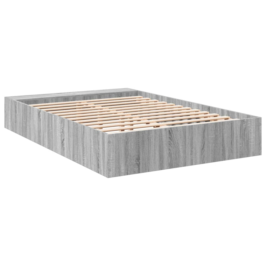 Bedframe bewerkt hout grijs sonoma eikenkleurig 135x190 cm