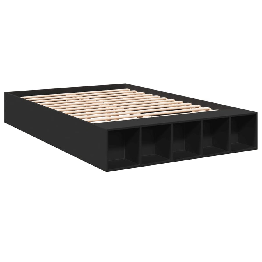 Bedframe bewerkt hout zwart 120x190 cm