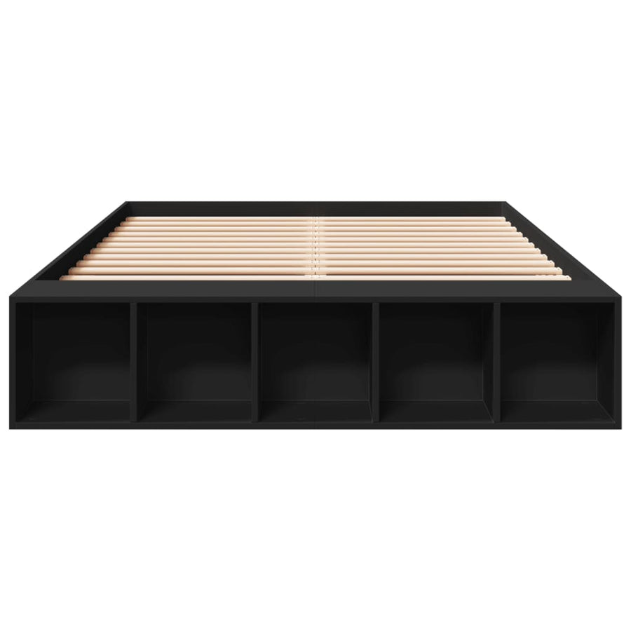 Bedframe bewerkt hout zwart 120x190 cm