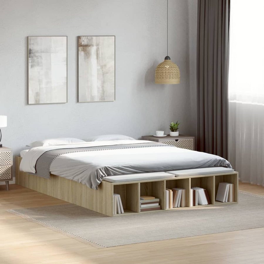 Bedframe bewerkt hout sonoma eikenkleurig 120x190 cm