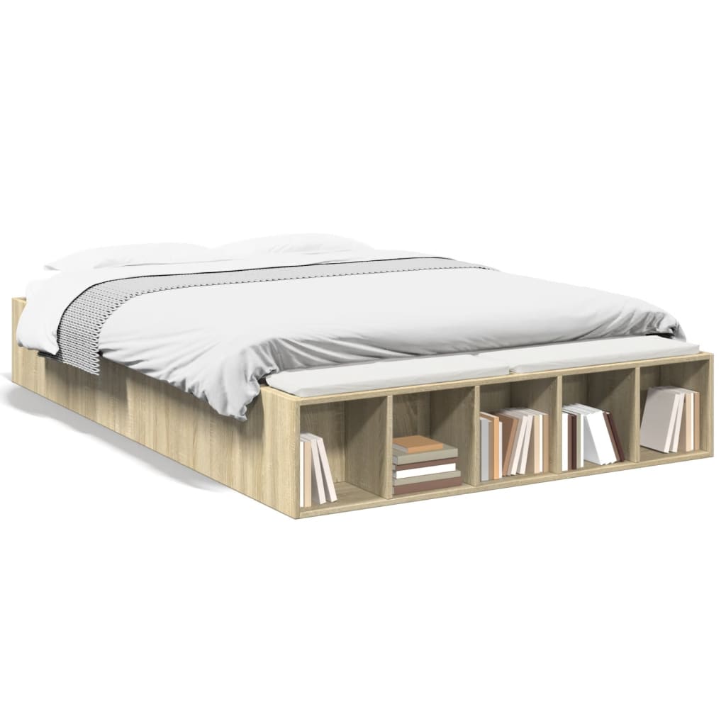 Bedframe bewerkt hout sonoma eikenkleurig 120x190 cm