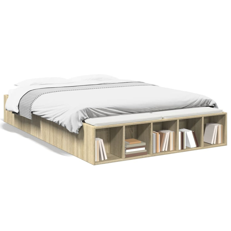 Bedframe bewerkt hout sonoma eikenkleurig 120x190 cm