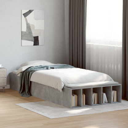 Bedframe bewerkt hout betongrijs 100x200 cm