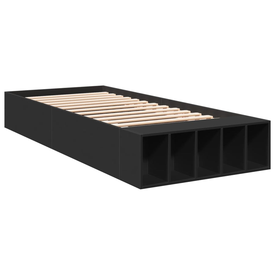 Bedframe bewerkt hout zwart 90x190 cm