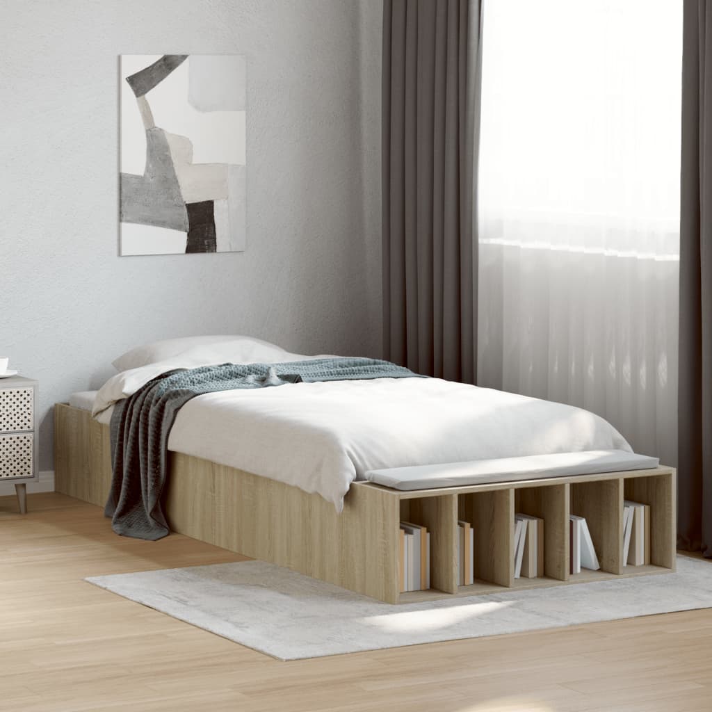 Bedframe bewerkt hout sonoma eikenkleurig 90x190 cm