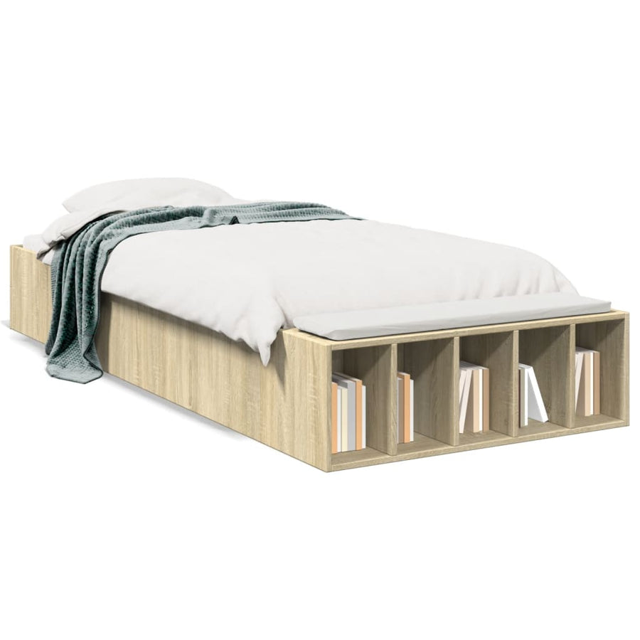 Bedframe bewerkt hout sonoma eikenkleurig 90x190 cm