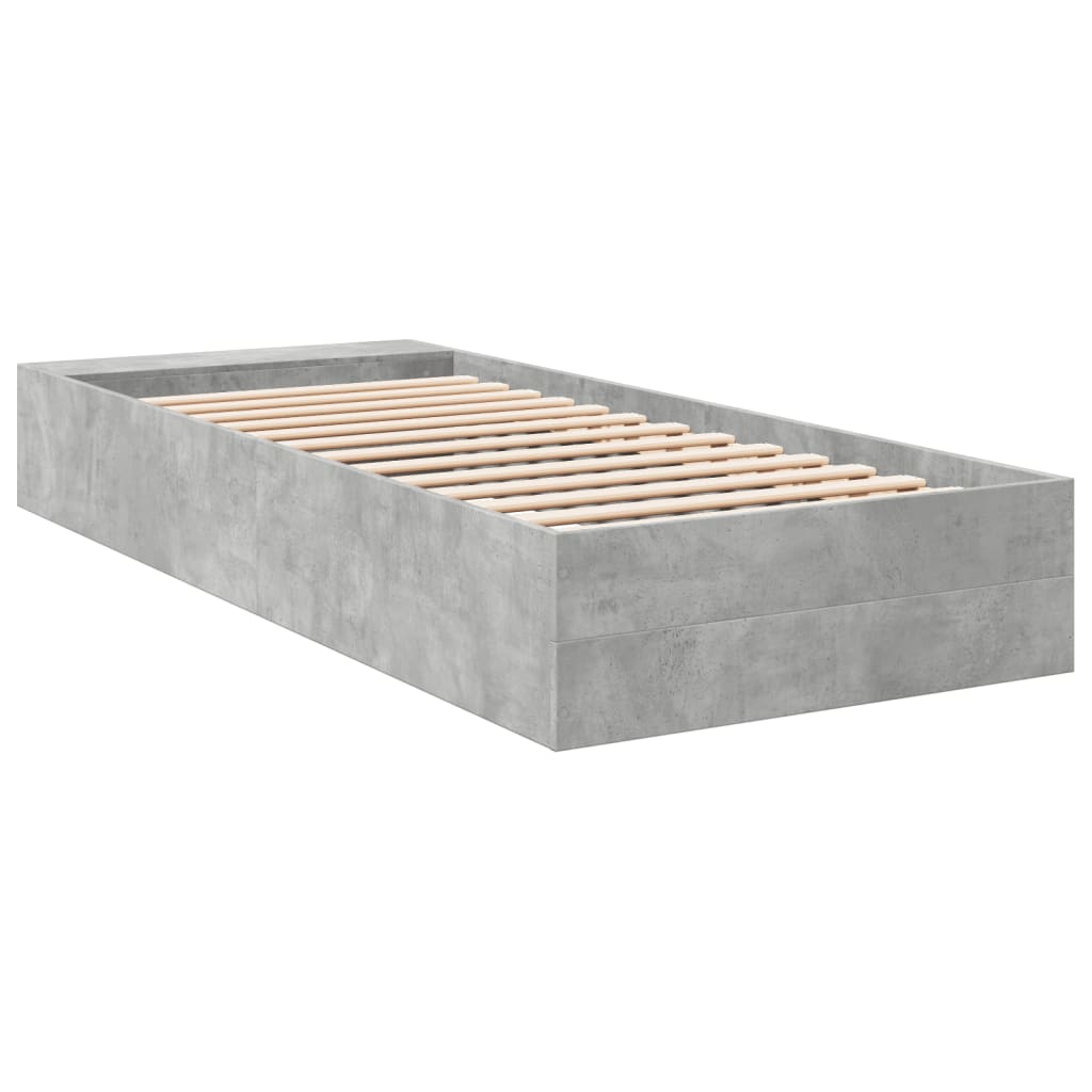 Bedframe bewerkt hout betongrijs 90x190 cm