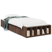 Bedframe bewerkt hout 90x190 cm bruineiken