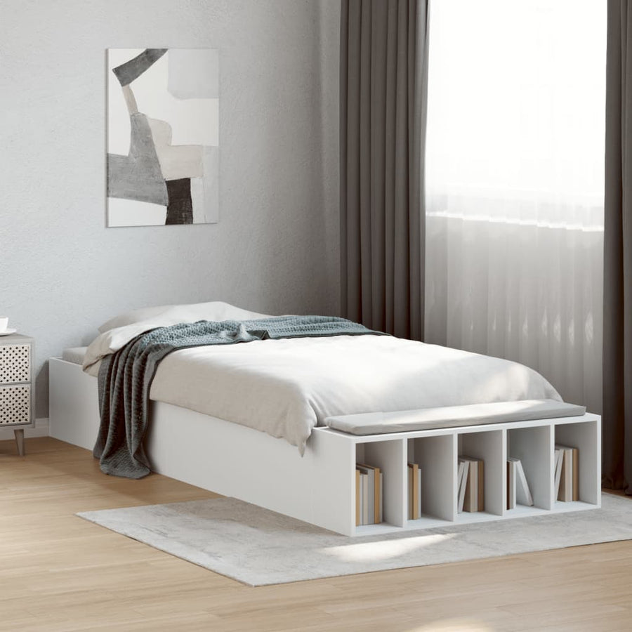 Bedframe bewerkt hout wit 75x190 cm