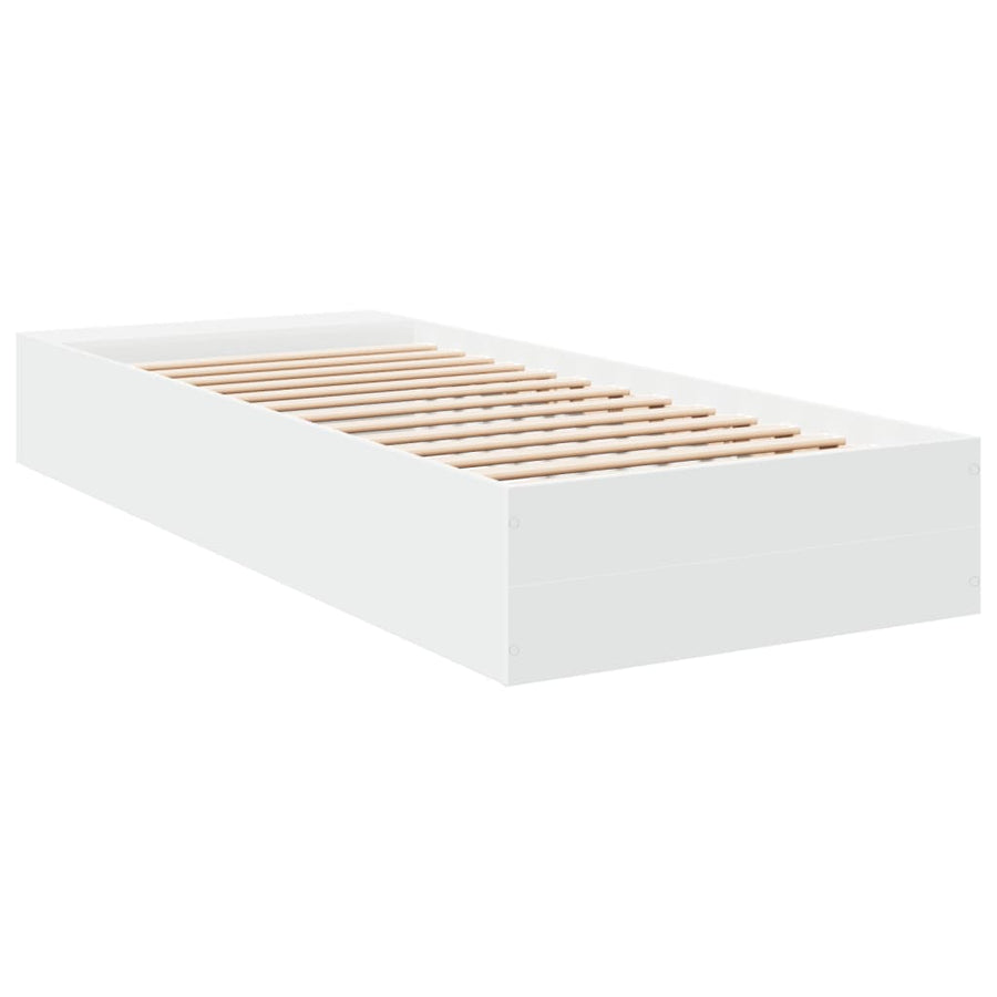 Bedframe bewerkt hout wit 75x190 cm