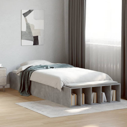Bedframe bewerkt hout betongrijs 75x190 cm