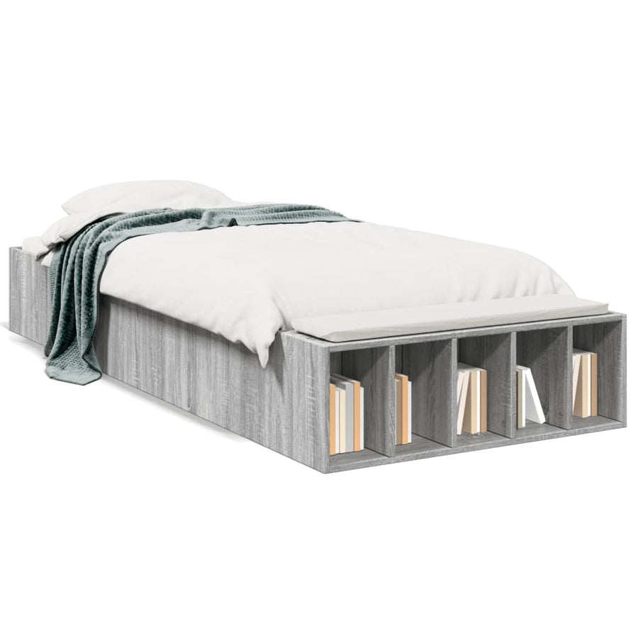 Bedframe bewerkt hout grijs sonoma eikenkleurig 75x190 cm