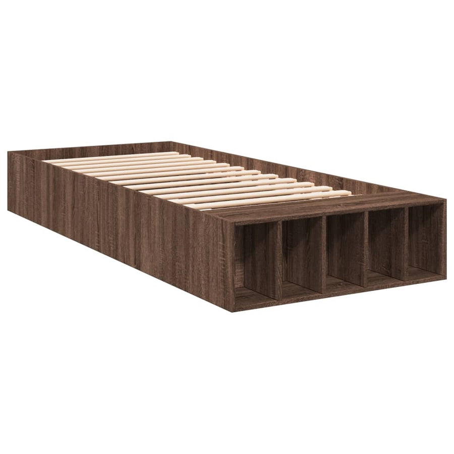 Bedframe bewerkt hout bruin eikenkleur 75x190 cm