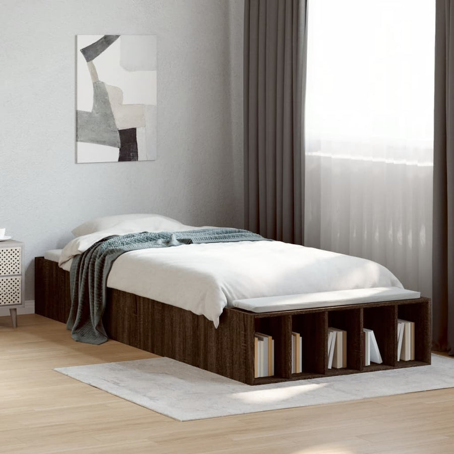 Bedframe bewerkt hout bruin eikenkleur 75x190 cm