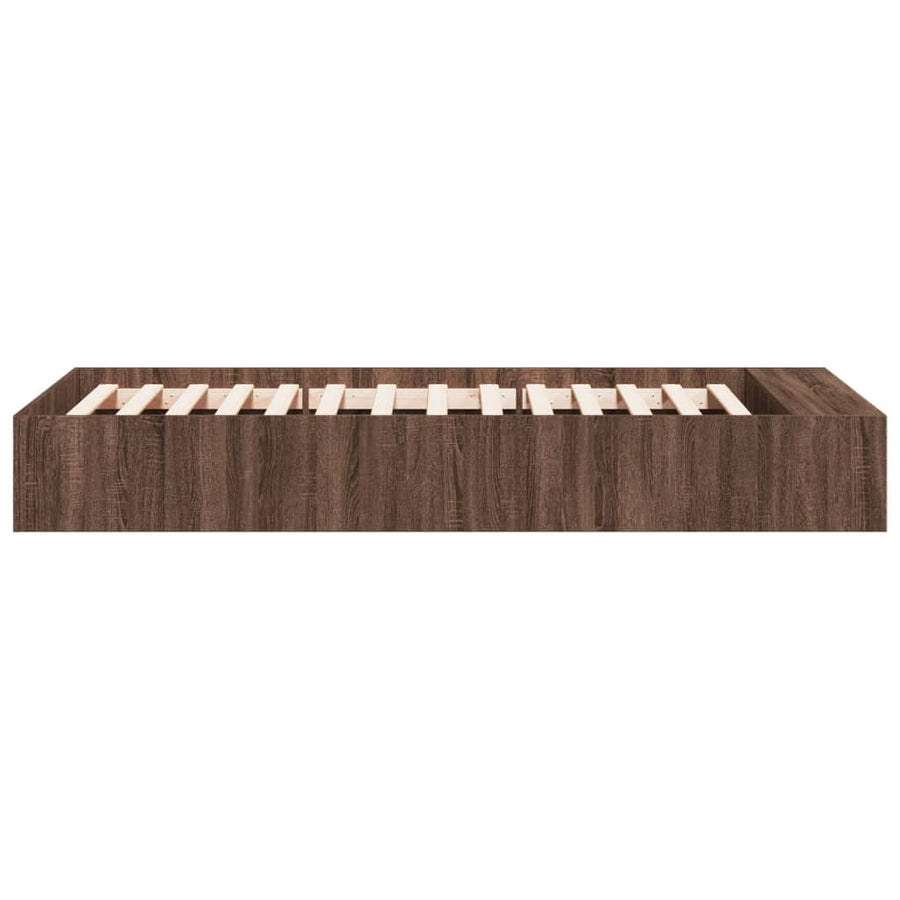 Bedframe bewerkt hout bruin eikenkleur 75x190 cm