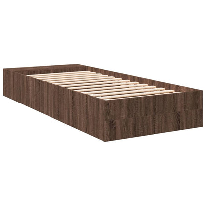 Bedframe bewerkt hout bruin eikenkleur 75x190 cm