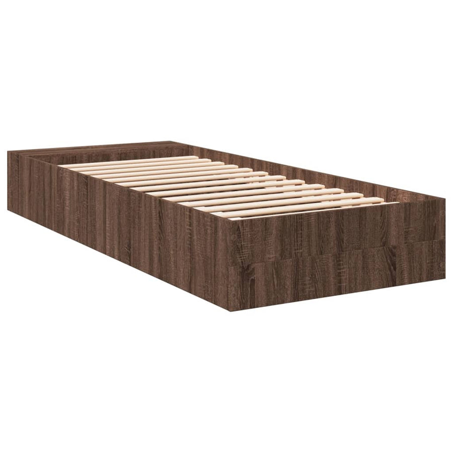 Bedframe bewerkt hout bruin eikenkleur 75x190 cm