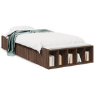 Bedframe 75x190 cm bewerkt hout bruin eikenkleur