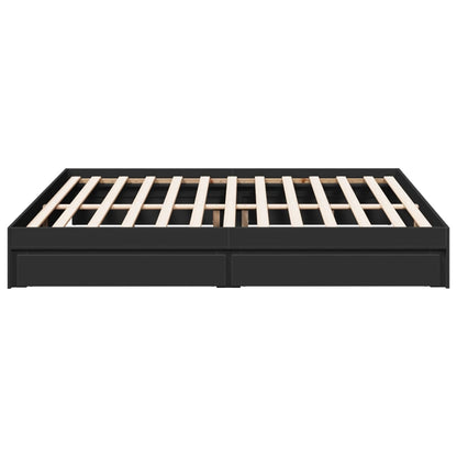 Bedframe met lades bewerkt hout zwart 200x200 cm