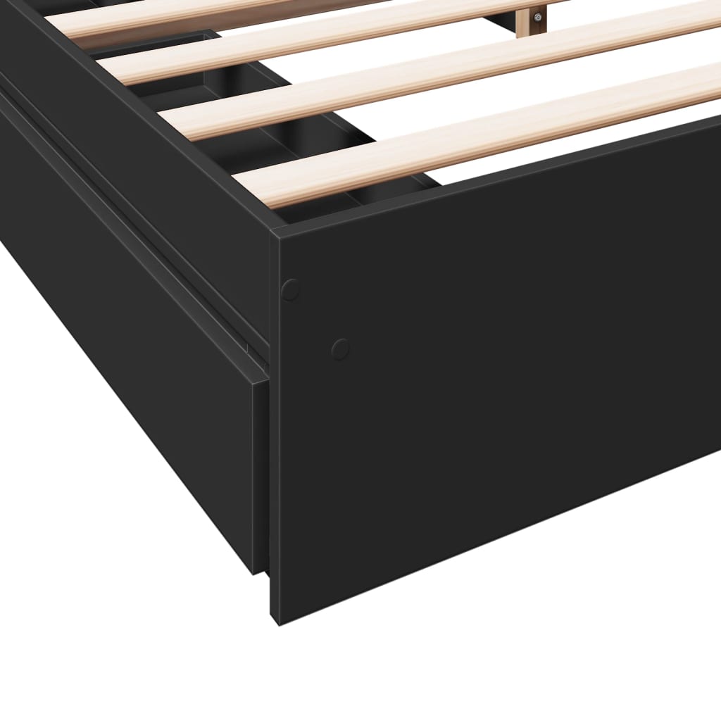 Bedframe met lades bewerkt hout zwart 200x200 cm