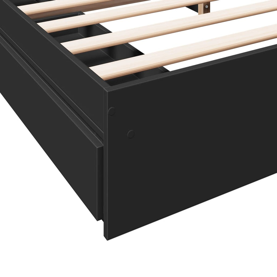 Bedframe met lades bewerkt hout zwart 200x200 cm