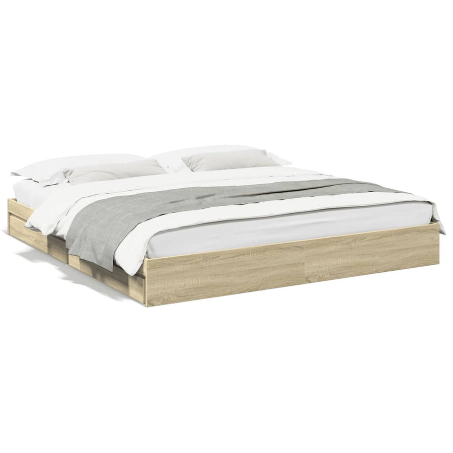 Bedframe met lades bewerkt hout sonoma eikenkleurig 200x200 cm