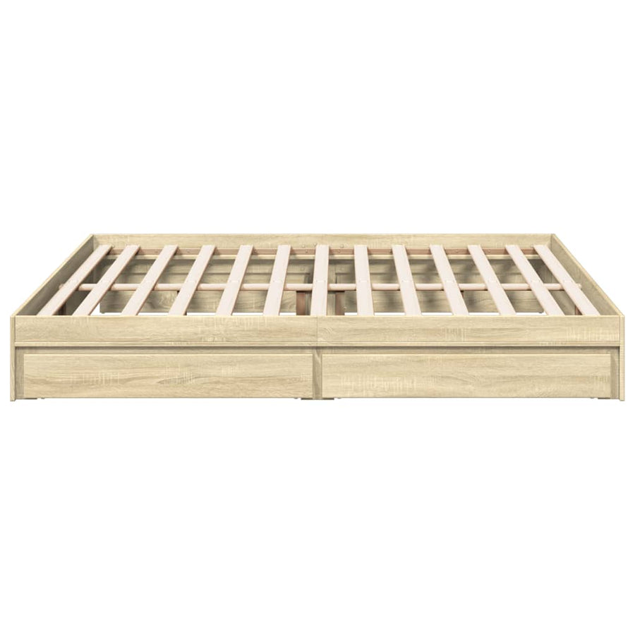 Bedframe met lades bewerkt hout sonoma eikenkleurig 200x200 cm