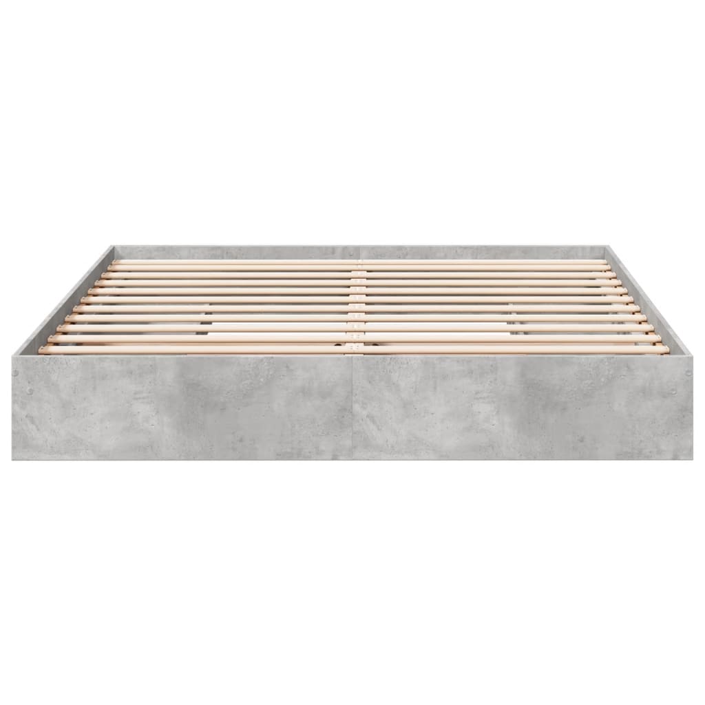 Bedframe met lades bewerkt hout betongrijs 200x200 cm