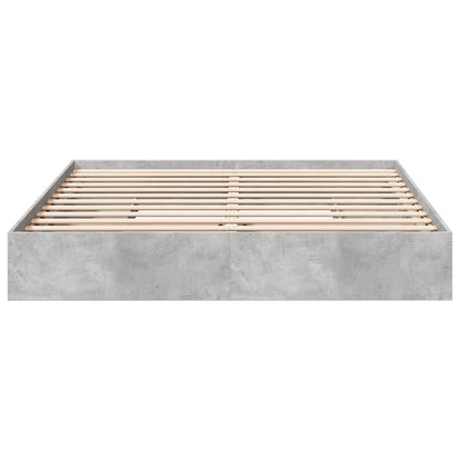 Bedframe met lades bewerkt hout betongrijs 200x200 cm
