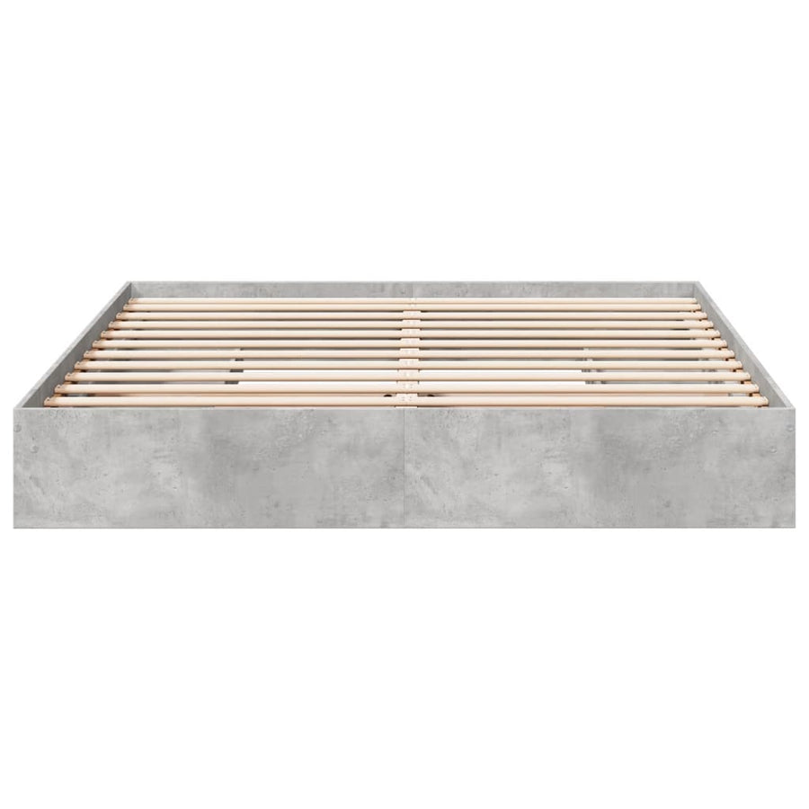 Bedframe met lades bewerkt hout betongrijs 200x200 cm