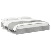 Bed frame with drawers engineered wood concrete gray 200x200 cm