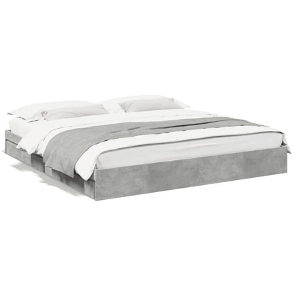 Bedframe met lades bewerkt hout betongrijs 200x200 cm