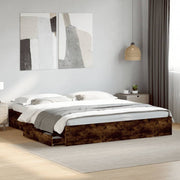 Bedframe met lades 200x200 cm bewerkt hout gerookt eiken