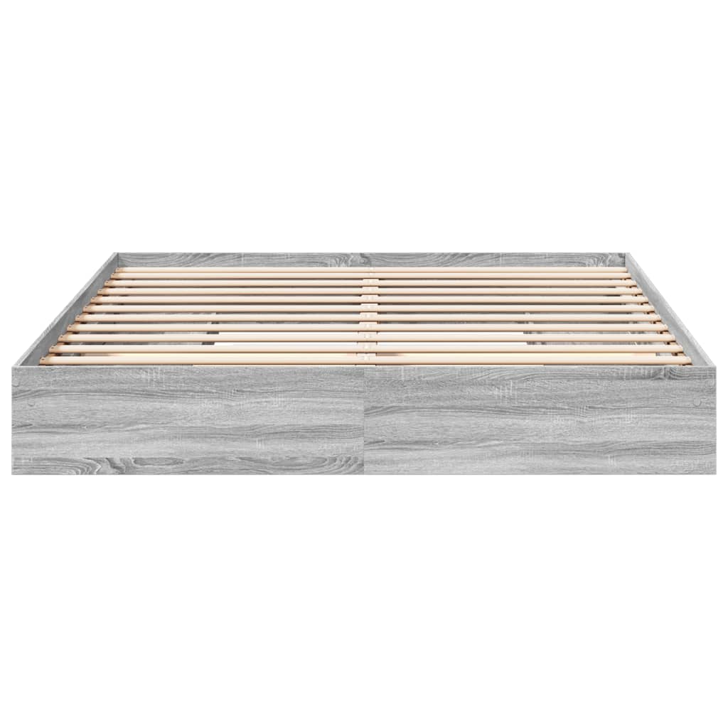 Bedframe met lades bewerkt hout grijs sonoma eiken 200x200 cm