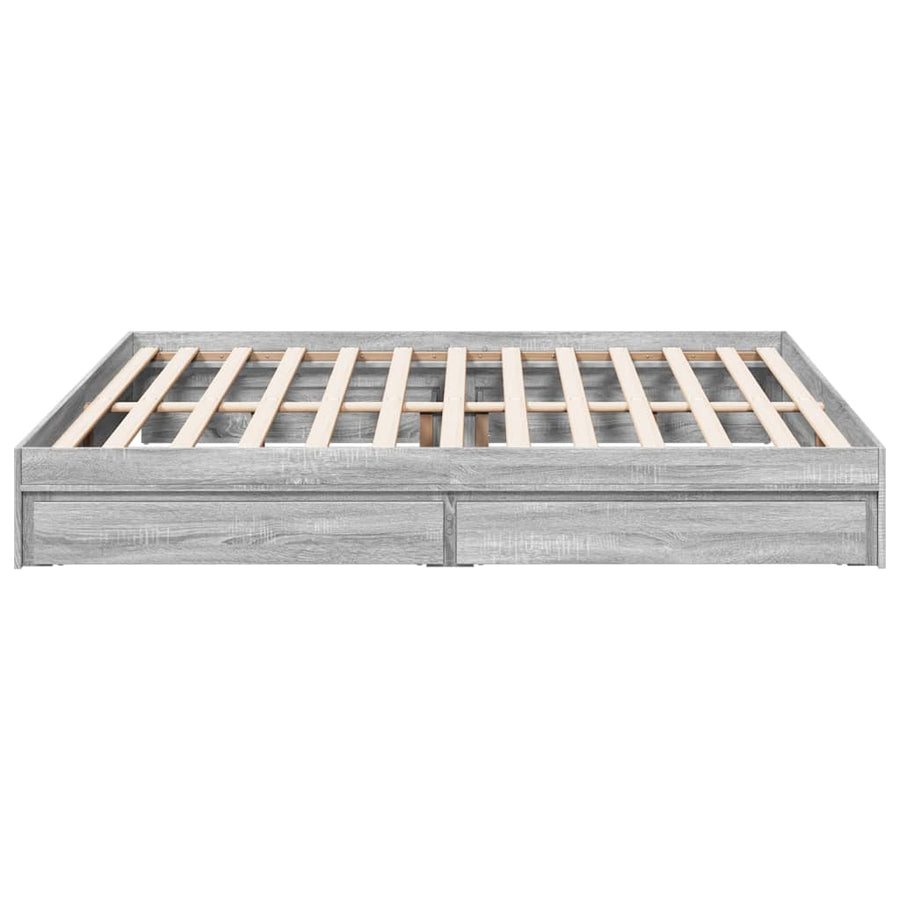 Bedframe met lades bewerkt hout grijs sonoma eiken 200x200 cm