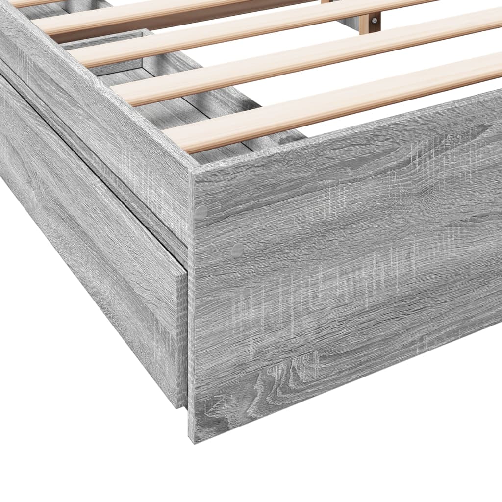 Bedframe met lades bewerkt hout grijs sonoma eiken 200x200 cm