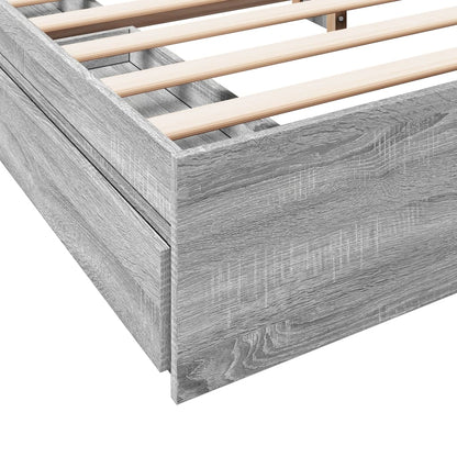 Bedframe met lades bewerkt hout grijs sonoma eiken 200x200 cm