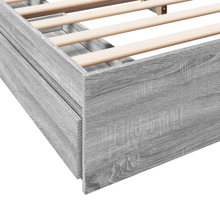 Bedframe met lades bewerkt hout grijs sonoma eiken 200x200 cm
