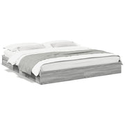 Bed frame with drawers engineered wood grey Sonoma oak 200x200 cm