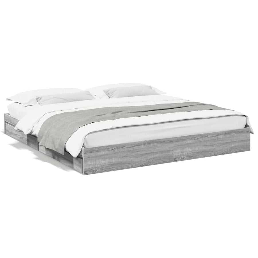 Bedframe met lades bewerkt hout grijs sonoma eiken 200x200 cm
