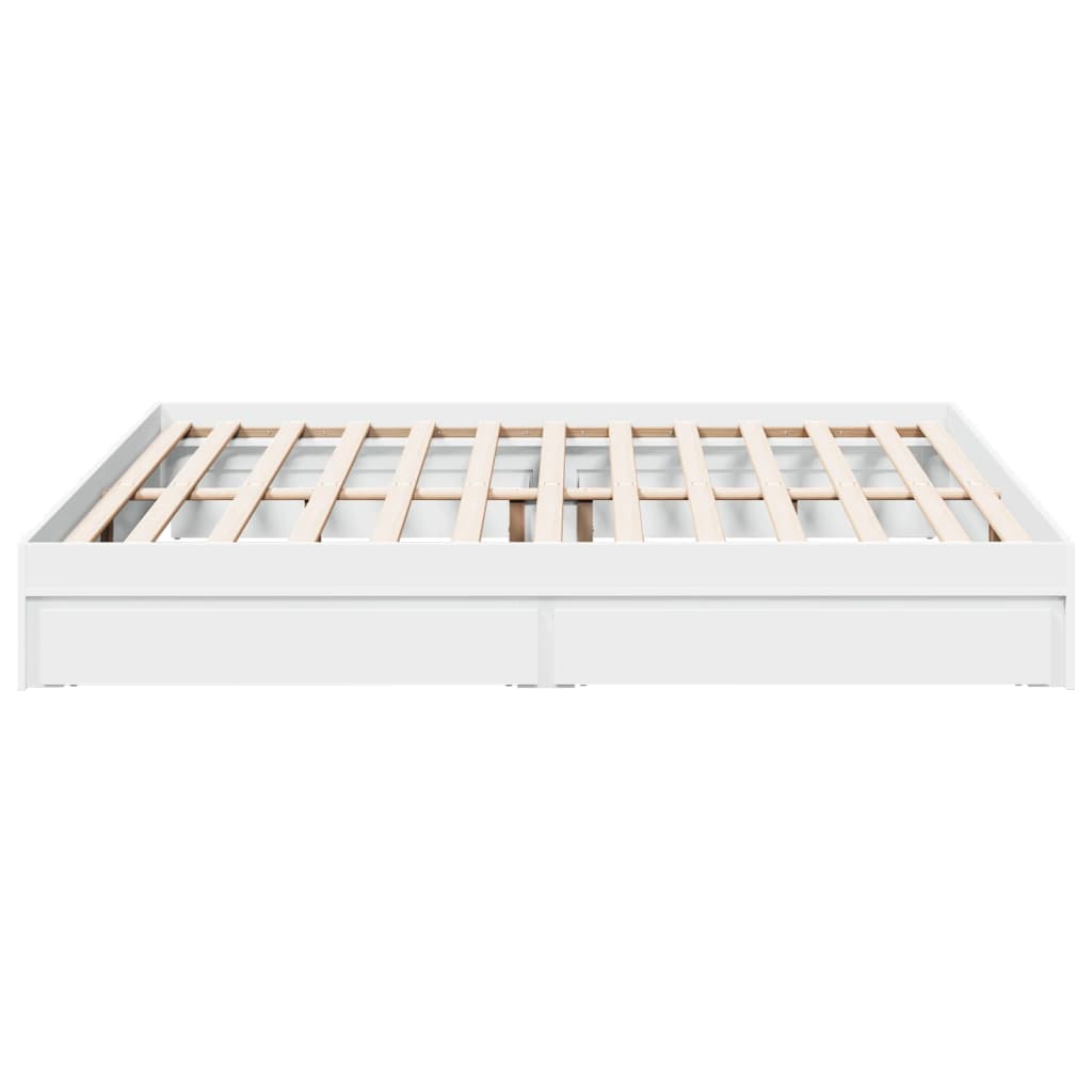 Bedframe met lades bewerkt hout wit 180x200 cm
