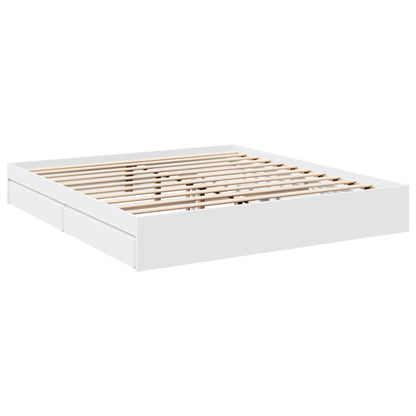Bedframe met lades bewerkt hout wit 180x200 cm