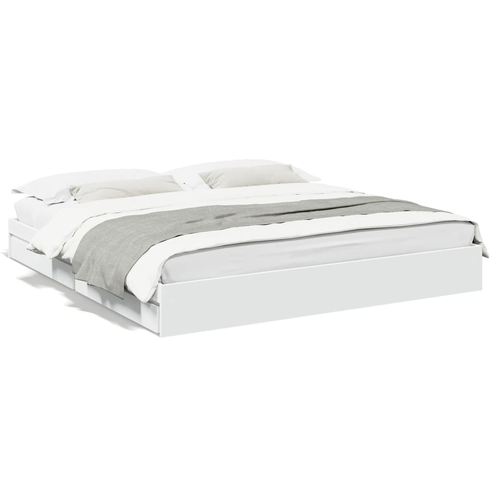 Bedframe met lades bewerkt hout wit 180x200 cm