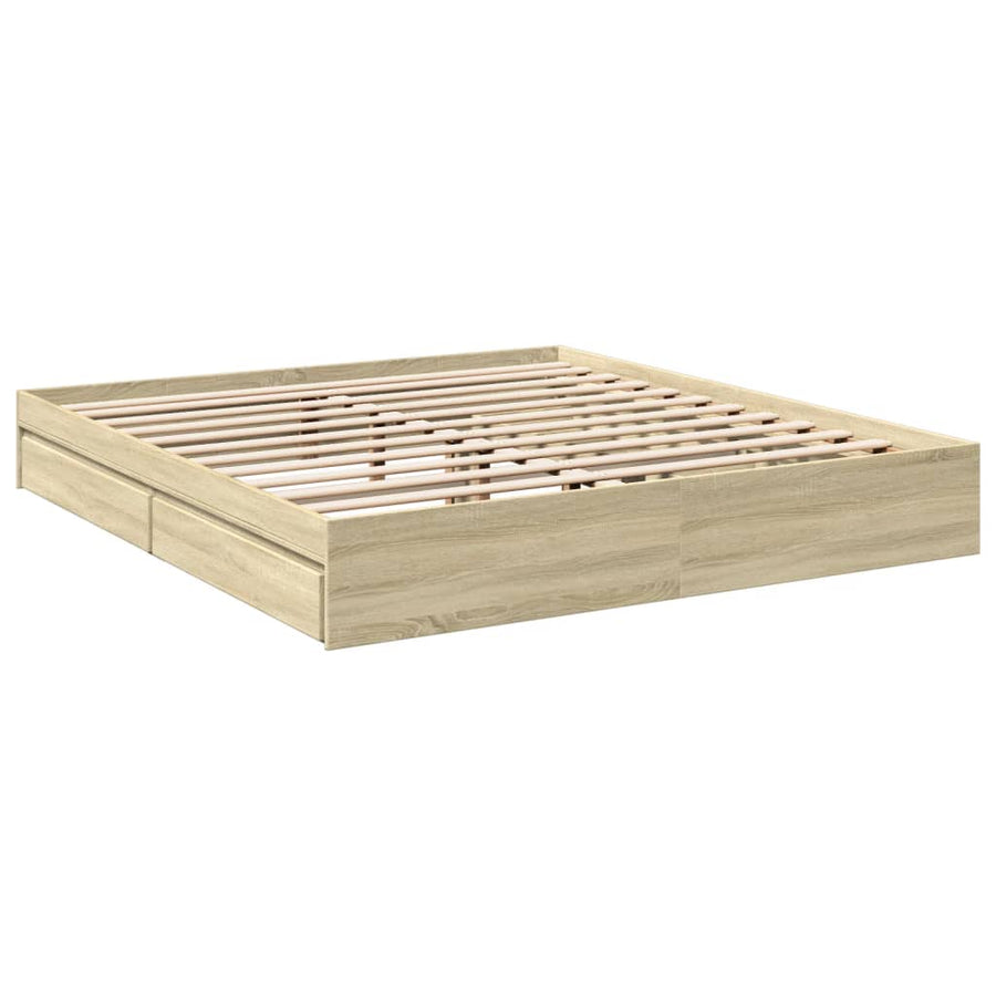 Bedframe met lades bewerkt hout sonoma eikenkleurig 180x200 cm