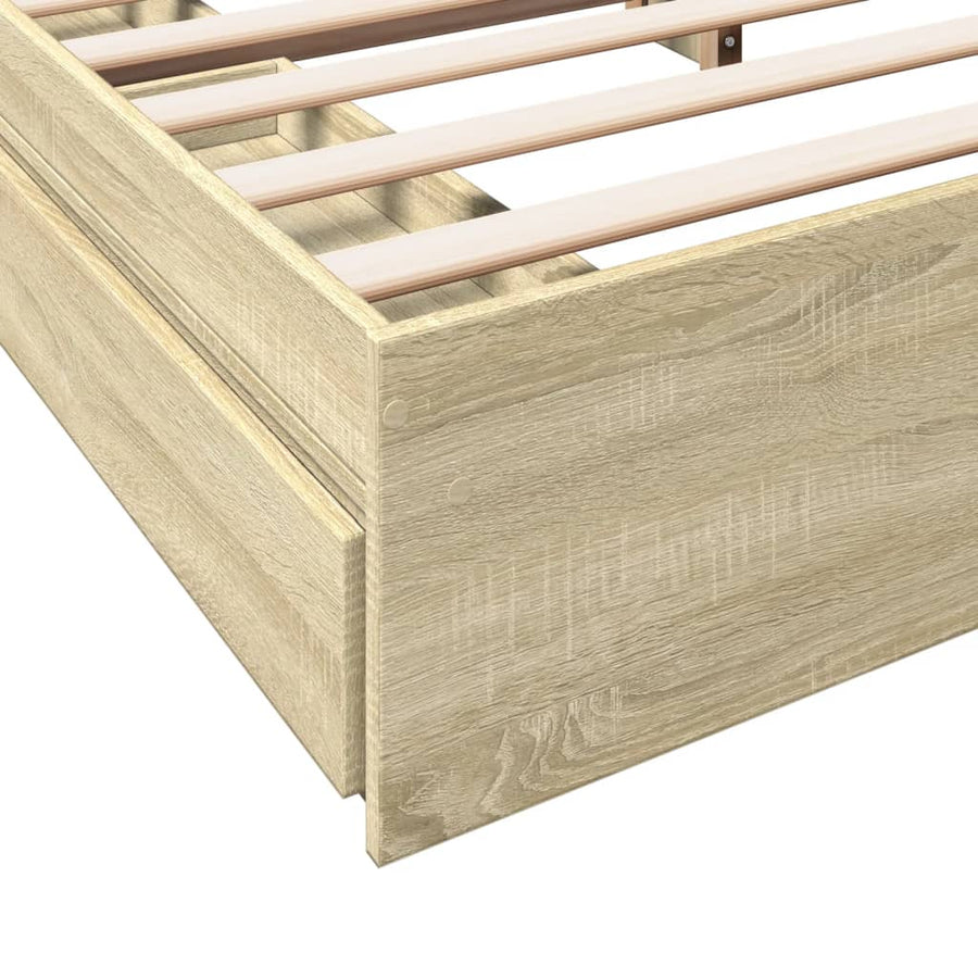 Bedframe met lades bewerkt hout sonoma eikenkleurig 180x200 cm